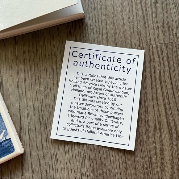 Vintage Holland America Line Ceramic & Cork Beverage Coaster Sail Ship w/ Box - Picture 4 of 5